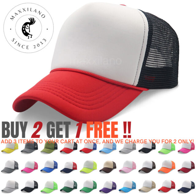 Trucker hat mesh foam hat flat brim hat Baseball cap adjustable men's women's hat_voghion.com