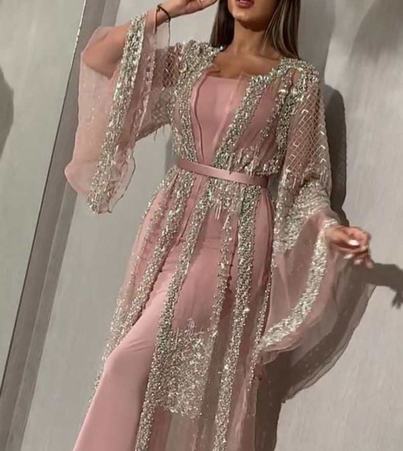 2025 New Women's Hot Stamping Sexy Shawl Two-piece Set For Banquet Fashion Evening Dress_voghion.com