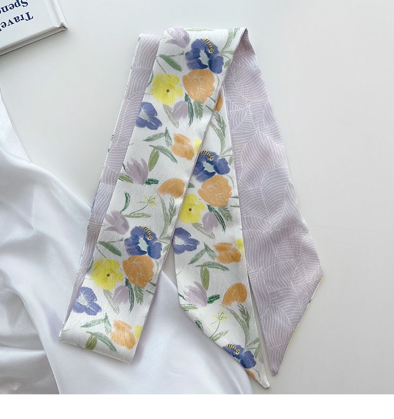 Lunga striscia piccola nuova donna primavera e autunno stampa sottile fascia stretta borsa legatura nastro per capelli intrecciato sciarpa_voghion.com