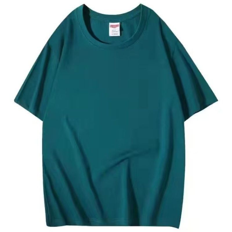 T-shirt a maniche corte con scollo a V in puro cotone da 320 g, stile americano, per uomo e donna, colore rosso ciliegia, estate_voghion.com