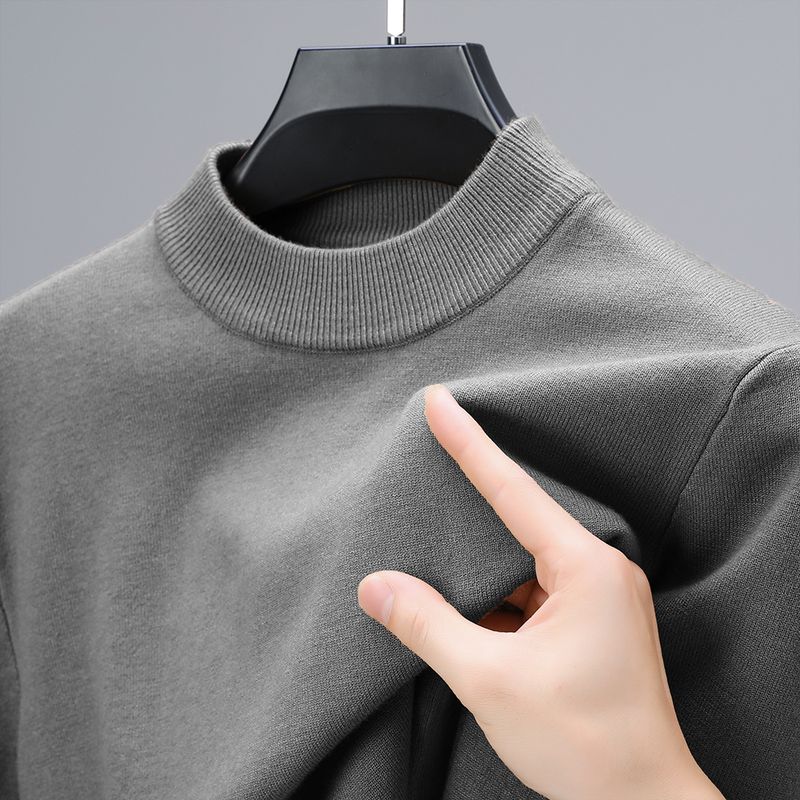 Halve Rollkragen Strickwaren Pullover Neue Herbst/Winter Mock Neck Sweatshirts Einfarbig Pullover Mann Marke Casual Heren Kleidung_voghion.com