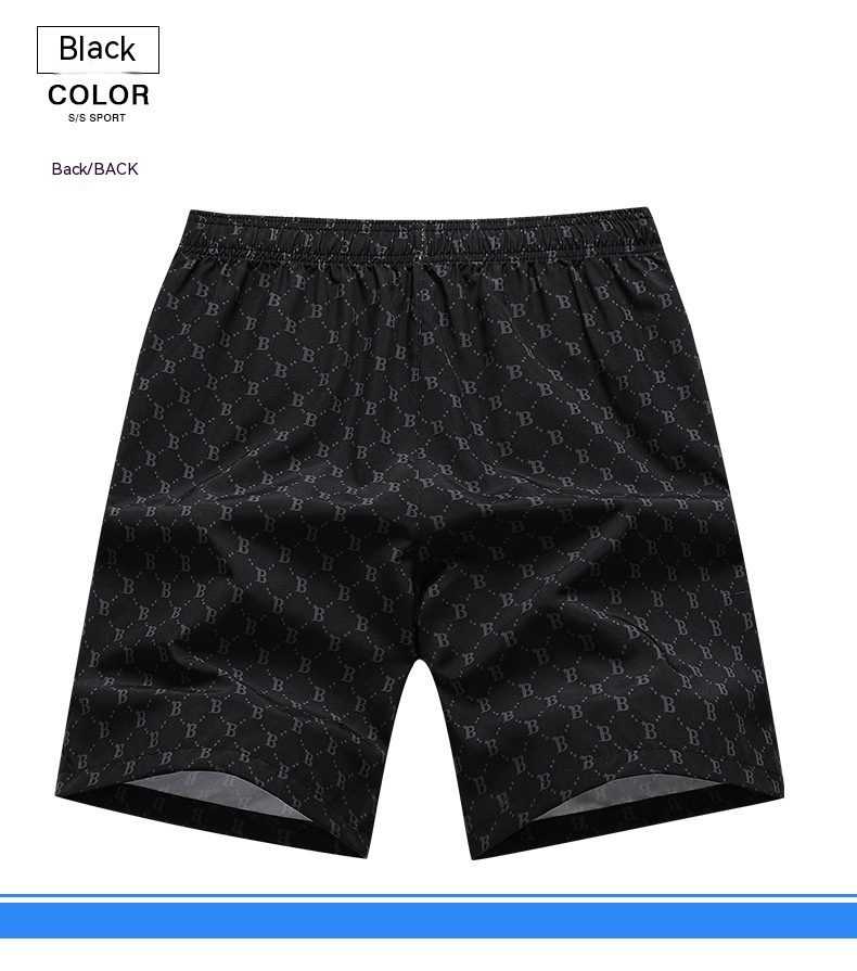 Sommerliche, schnell trocknende, dünne Fünf-Punkt-Shorts, trendiges bedrucktes Sport-P, lässige, gerade Reißverschlusstaschen, sandgeschnitzt_voghion.com