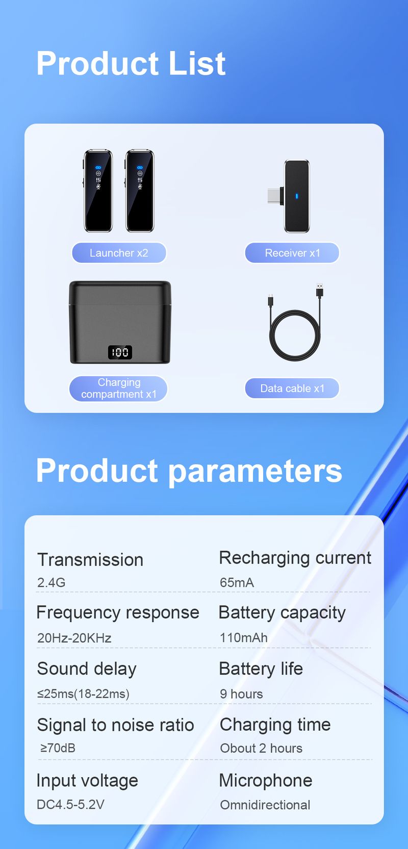 Lavalier met LCD-scherm Oplaaddoos Draadloze reversmicrofoon Ruisonderdrukkingsmicrofoon voor iPhone Android_voghion.com