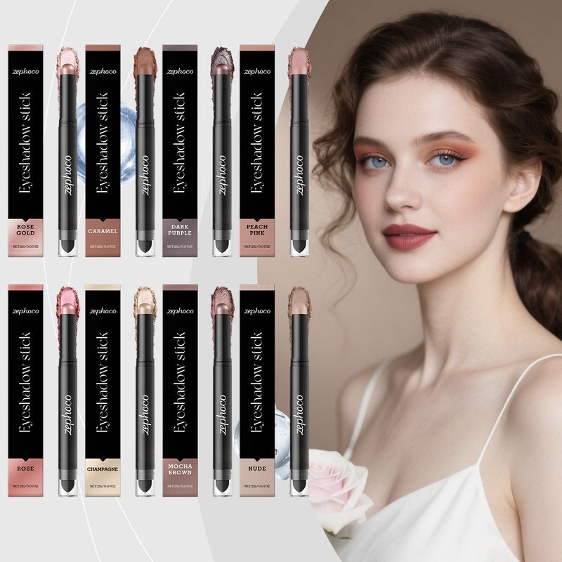 Zephoco Langanhaltender Lidschattenstift in natürlicher Farbe, tragbar, zum Ausbessern von Make-up_voghion.com