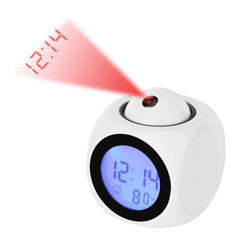 Sveglia con proiezione LED multifunzionale con annuncio vocale, display digitale per camera da letto e ufficio_voghion.com