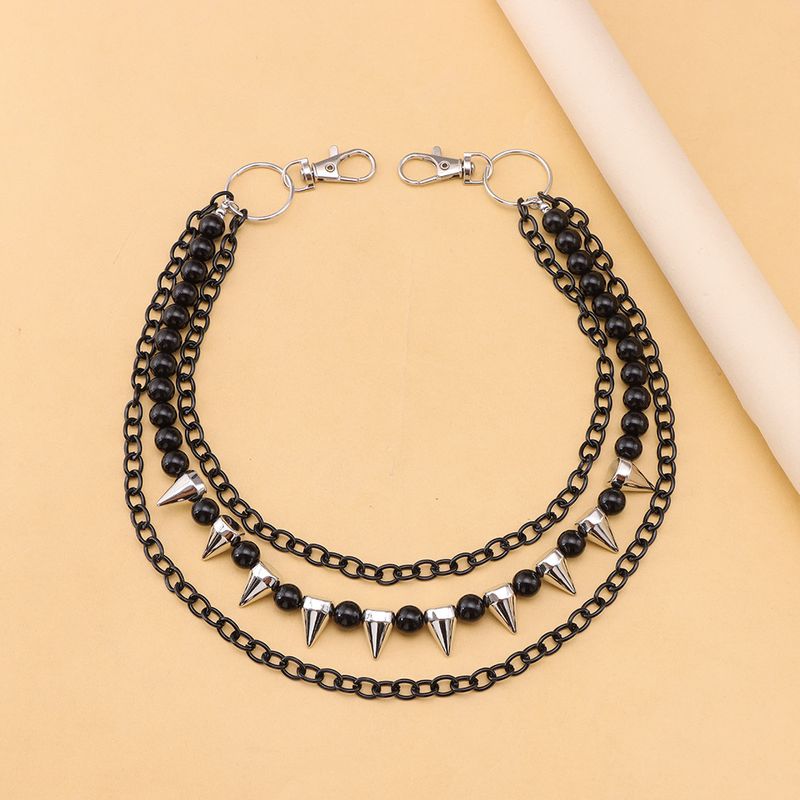 New Fashionable Personalized Riveted With Layer Beads And Cool Multi Color Pants Chain Versatile Accessories_voghion.com