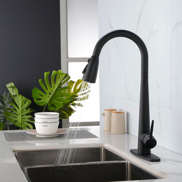 Kitchen Faucets with Pull Down Sprayer; Kitchen Sink Faucet with Pull Out Sprayer; Fingerprint Resistant; Single Hole Deck Mount; Single Handle Copper_voghion.com
