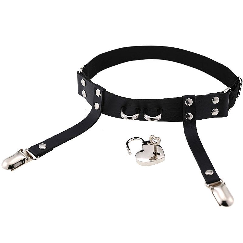 Collare in pelle scura in stile giapponese per giovani adulti con giarrettiera_voghion.com