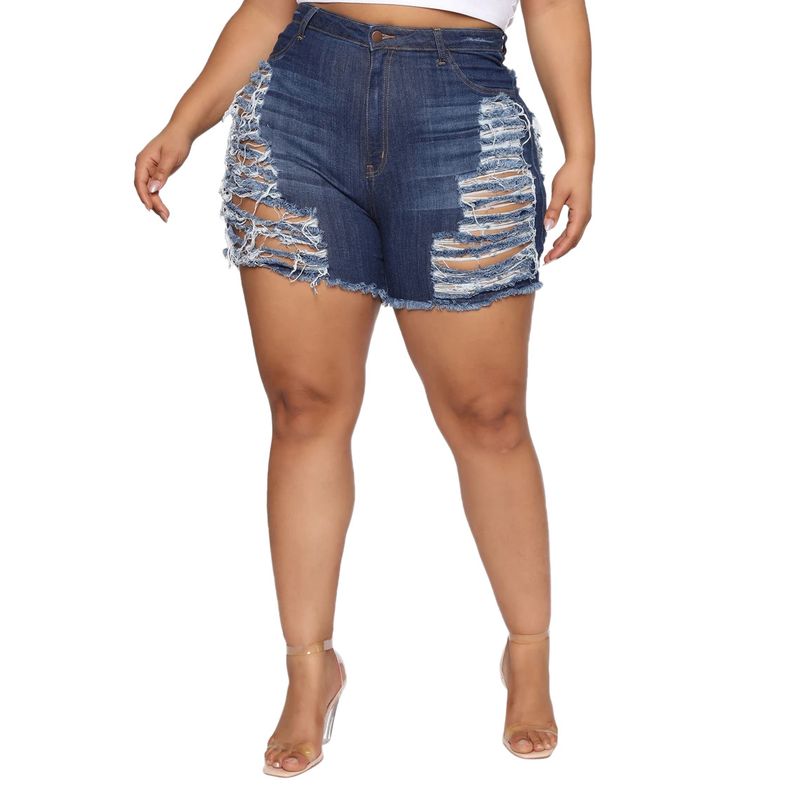 HSF2278-1 Fashion Slim Fit Versatile Washed Distressed Stretch Denim Shorts_voghion.com