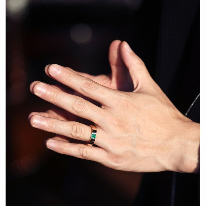 Card Set Natural Emerald Zircon Ring Gold-plated Green Men's Simple And Trendy Ins Domineering Style_voghion.com