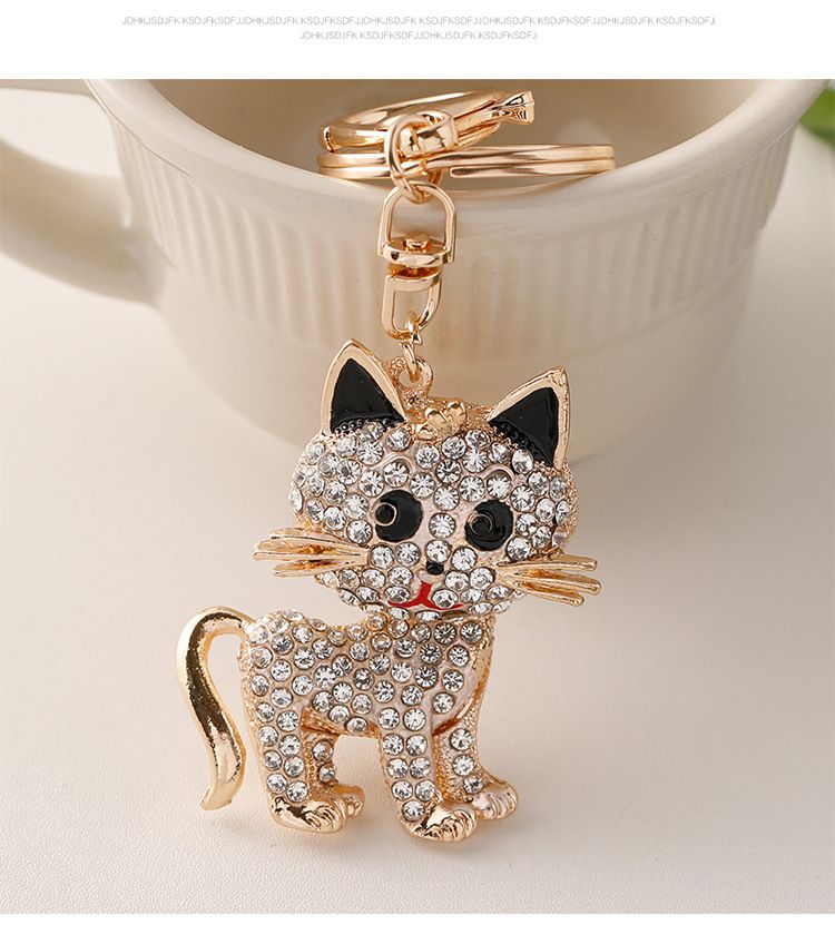 Portachiavi creativo per auto a forma di gattino con diamanti, ciondolo per borsa da donna, piccolo regalo_voghion.com