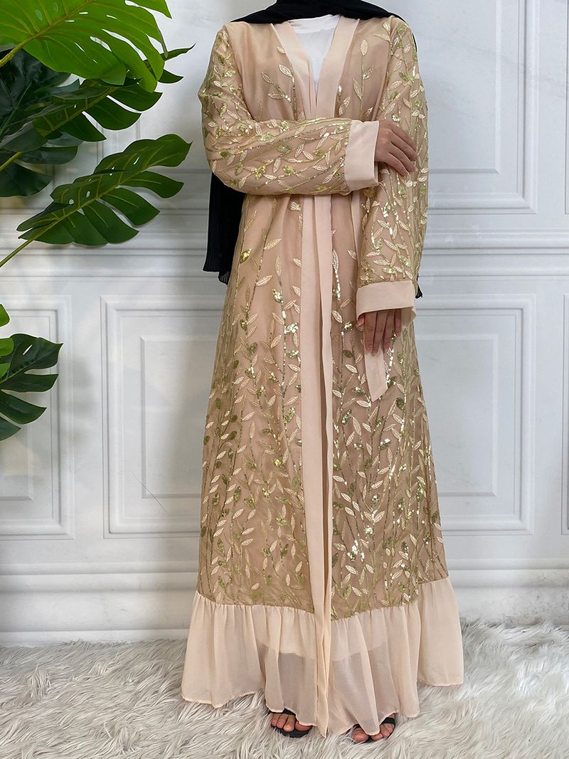 Yeni Abaya Müslüman Modası Pullu Uzun Elbise Hırka Pakistan Kadın Giysileri Fas Elbiseleri Dubai Uzun Kadın Abiye Elbiseleri_voghion.com