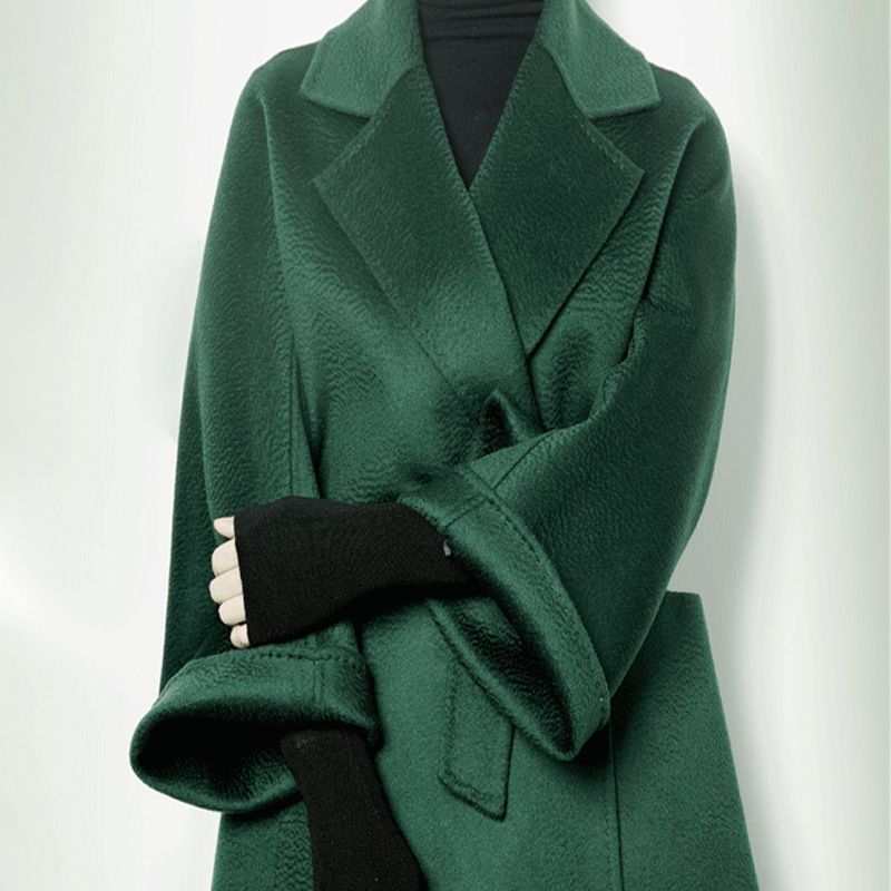 Max Same Water Ripple Double-Sided Cashmere Mid-Length European Style Slimming Paper Piece Woolen Coat_voghion.com