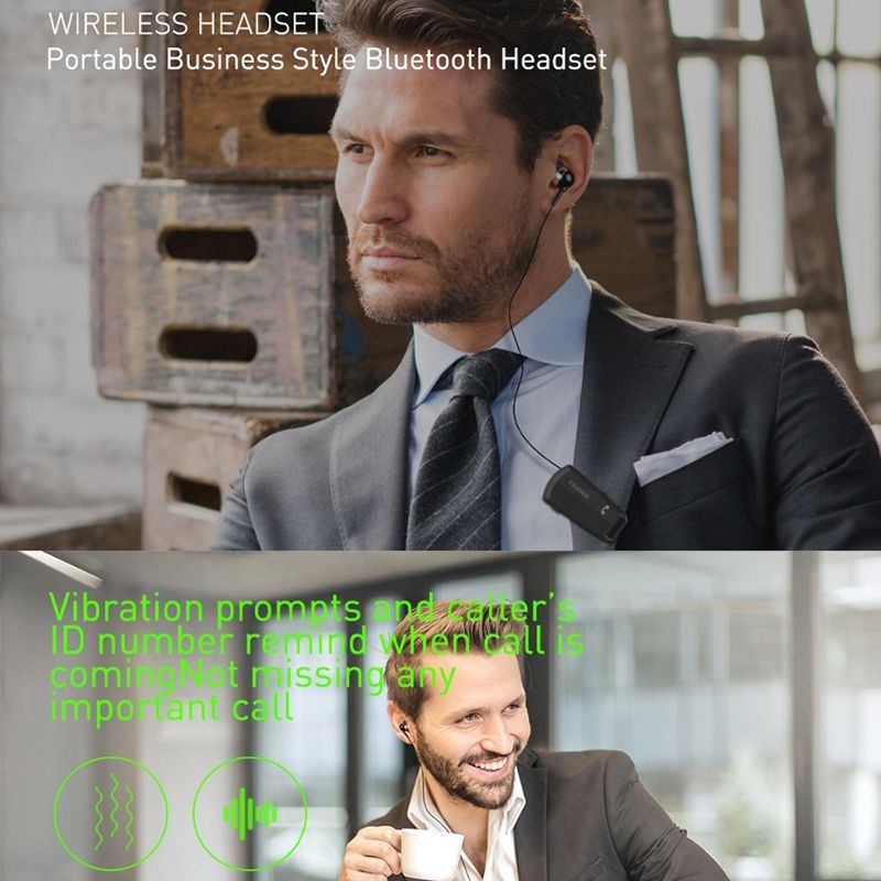 Fineblue F990 CVC6.0 Noise Reduction Lavalier Bluetooth Earphone, Support Vibration Reminder(Black)_voghion.com