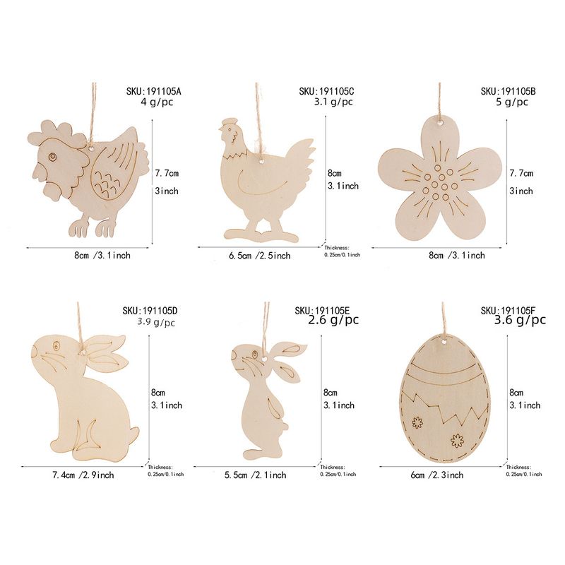 Easter Party Crafts Ornaments Creative American Home Decoration DIY Hand-painted Rabbit Wooden Egg Hanging Ornaments_voghion.com