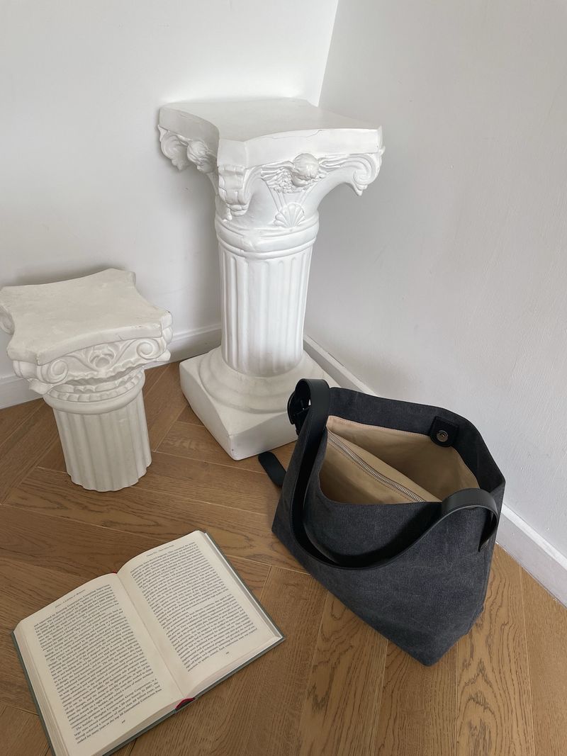 Borsa a secchiello in pelle scamosciata coreana di grande capacità, stile casual_voghion.com