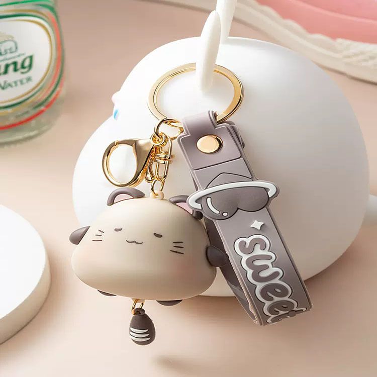 Porte-clés chaton mignon, exquis, chat siamois, chaîne de voiture, unisexe, dessin animé, pendentif pour sac à dos, couple, célébrités d'Internet_voghion.com