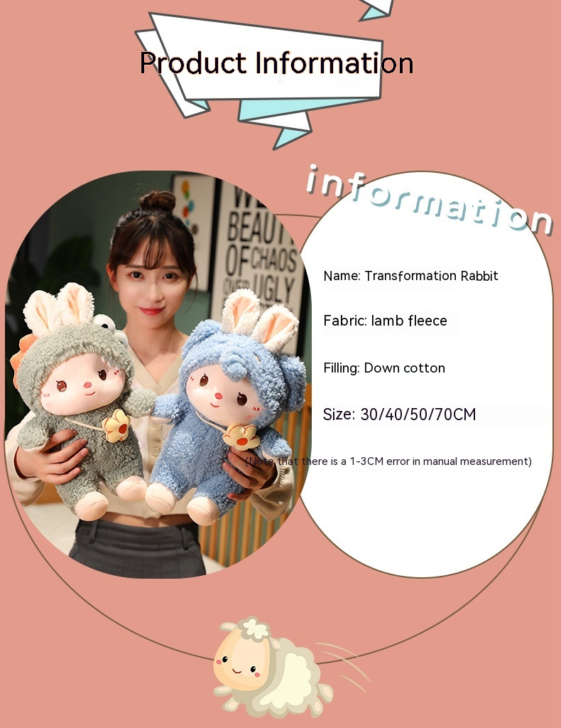 Cute backpack transformed into internet famous little plush toy, girl doll, zodiac rabbit year mascot_voghion.com