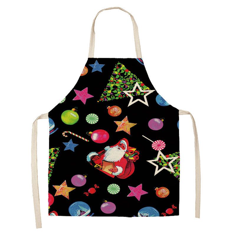 Cross-Border Direct Supply Christmas Series Linen Apron Kitchen Household Sleeveless Hanging Neck Unisex Stain-Resistant_voghion.com