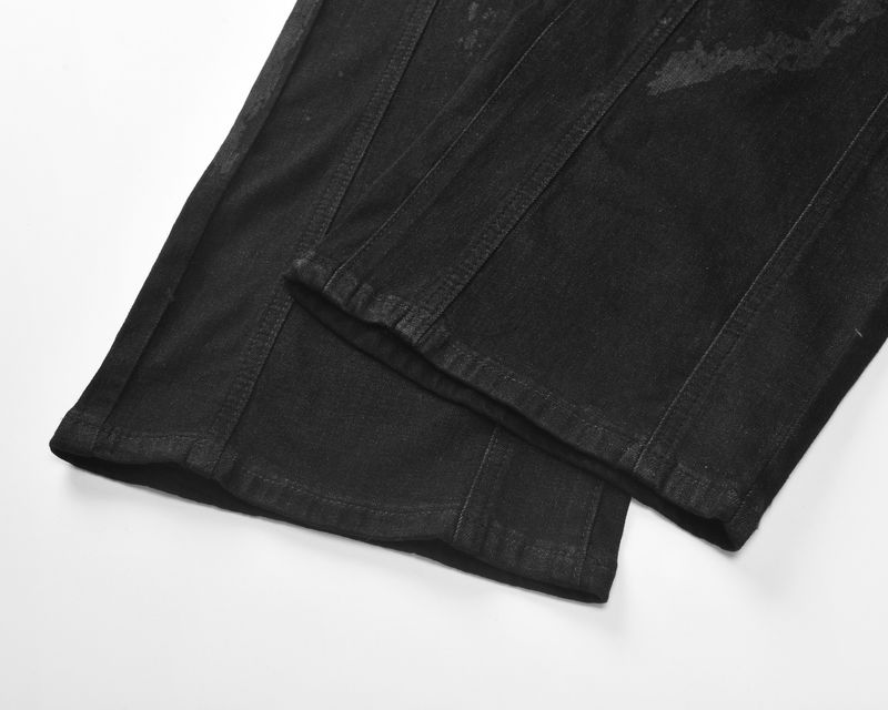 Jeans a gamba larga con motivo a stella a cinque punte, stile High Street, da uomo, lavati e larghi_voghion.com