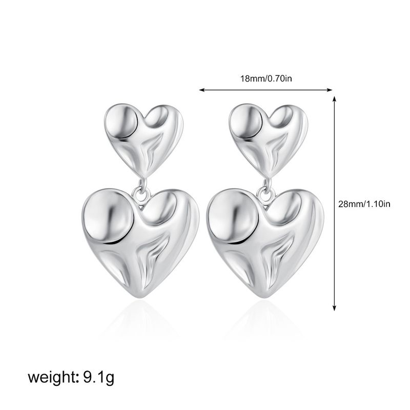 Set di gioielli da donna, orecchini alla moda di alta qualità, orecchini a doppio cuore con texture a pieghe irregolari, per donna_voghion.com