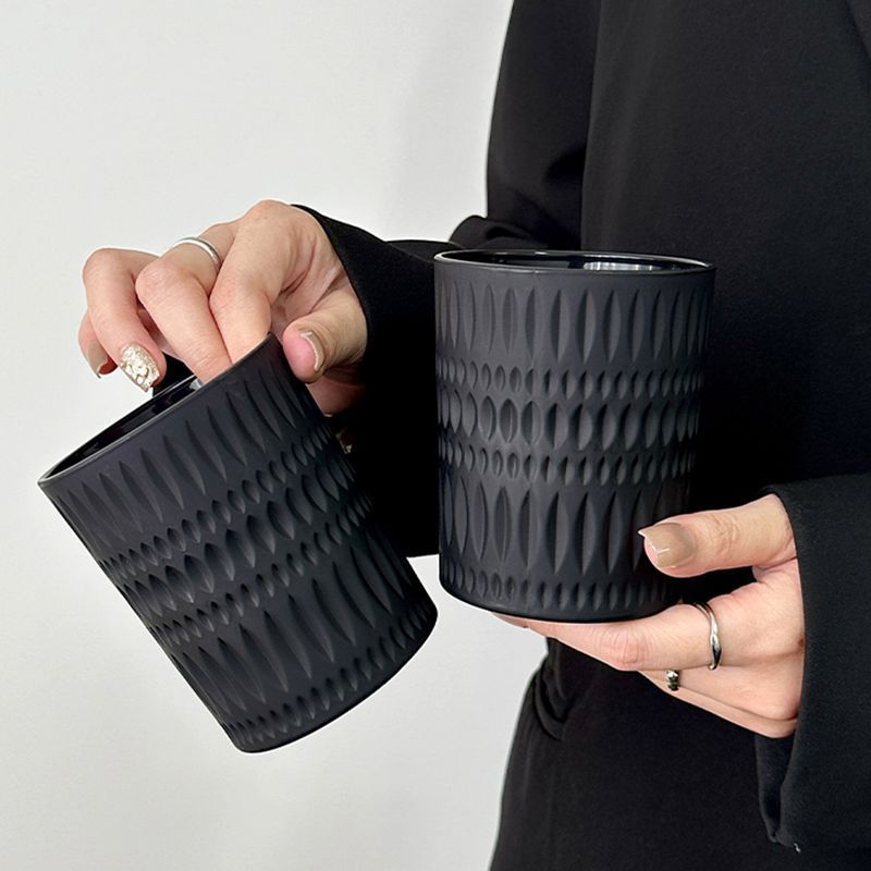 Obsidian Schwarz Glas Haushalt Wasser Saft Whisky Kaffee Regentropfen Relief Milch Bier Tasse_voghion.com