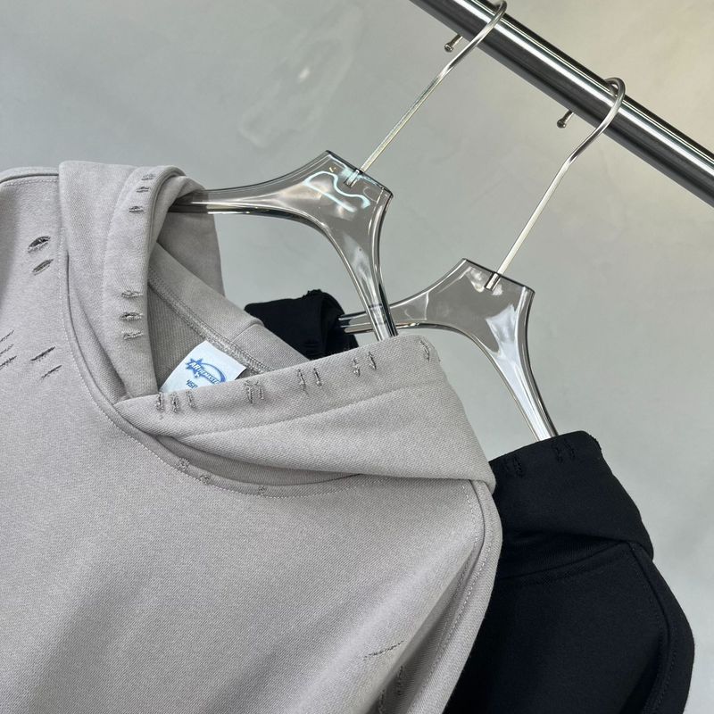 Industrieller Streetwear-Hoodie mit Reißverschlussärmeln | 450 g/m² schwerer, abgenutzter Pullover | Unisex Oversized Kapuzenpullover mit überschnittenen Schultern_voghion.com