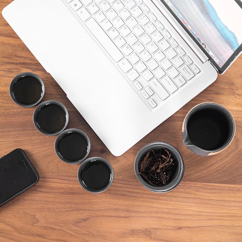 Keraaminen posliininen Kung Fu -teesetti teeastiasto teekannu ja kuppisetti Matkateesetti ulkokäyttöön, yksi kattila, neljä kuppia kannettava teekannu teekuppisetti_voghion.com