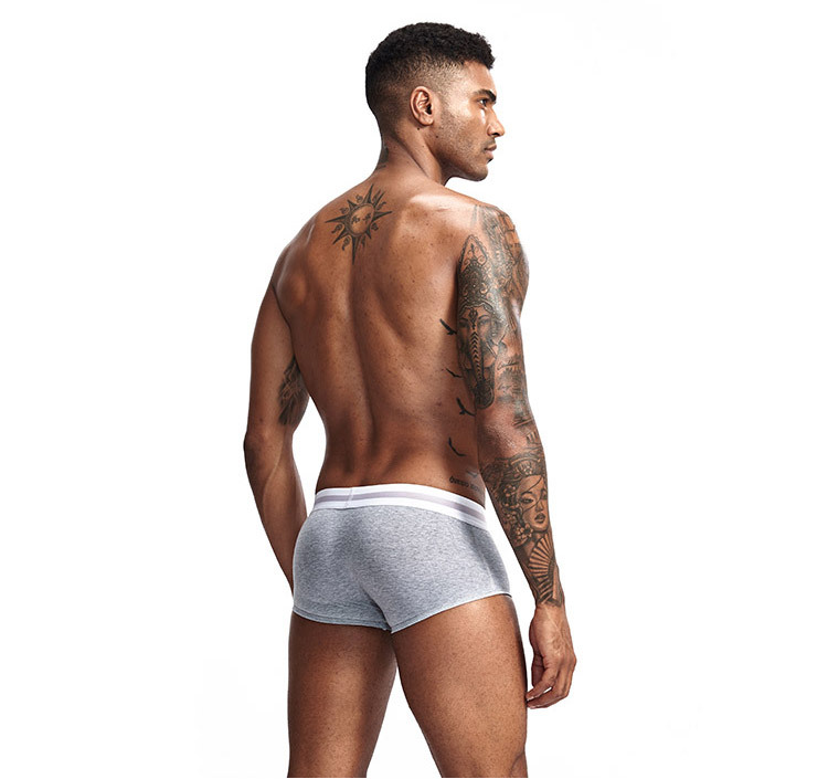 LANVIBUM Underwear Youth U-Convex Low Waist Cotton Boxer Briefs Solid Color Plus Size Men's Underpants_voghion.com