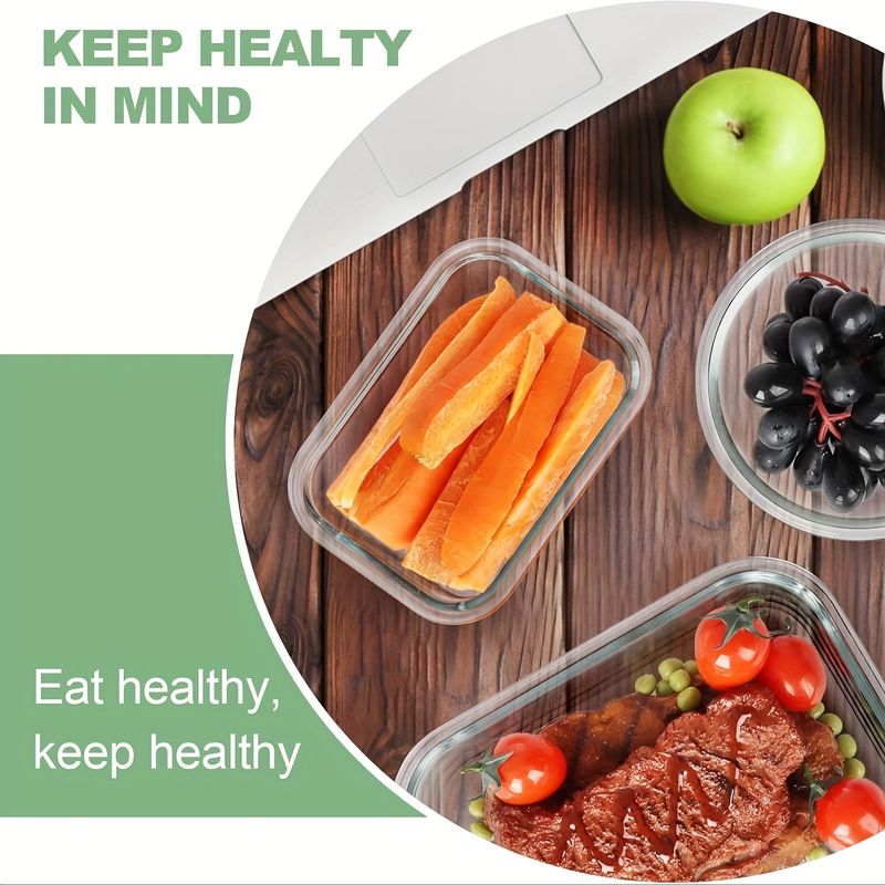 12pcs Glass Food Storage Containers With Lids Leak Proof Airtight For Meal Prep Lunch Microwave Oven Freezer Dishwasher Safe_voghion.com