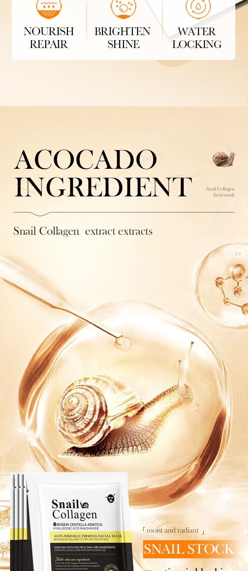 SADOER Snail Collagen Anti-Wrinkle Firming Mask 25g * 1 Piece, Fine Skin Mask_voghion.com