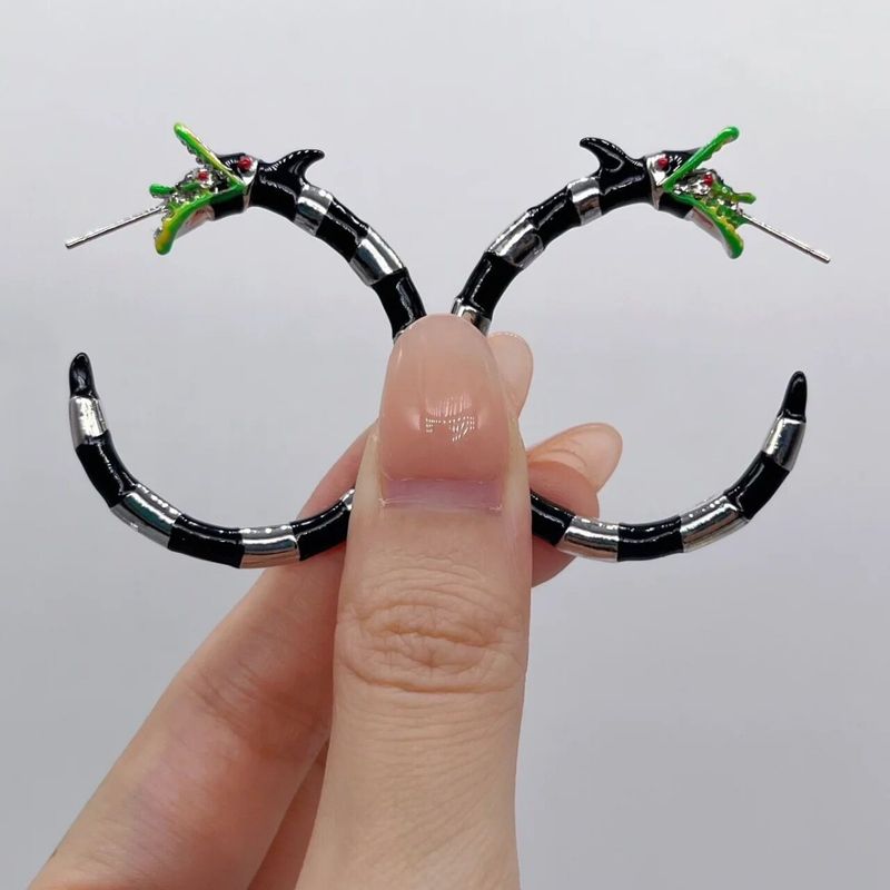 Orecchini a bottone a forma di drago di Halloween, stile gotico esagerato, unici e alla moda, per donna_voghion.com