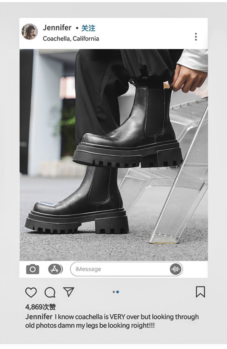 Bottes cigarettes Martin Boots pour hommes Bottes d'hiver à semelles épaisses Bottes courtes_voghion.com
