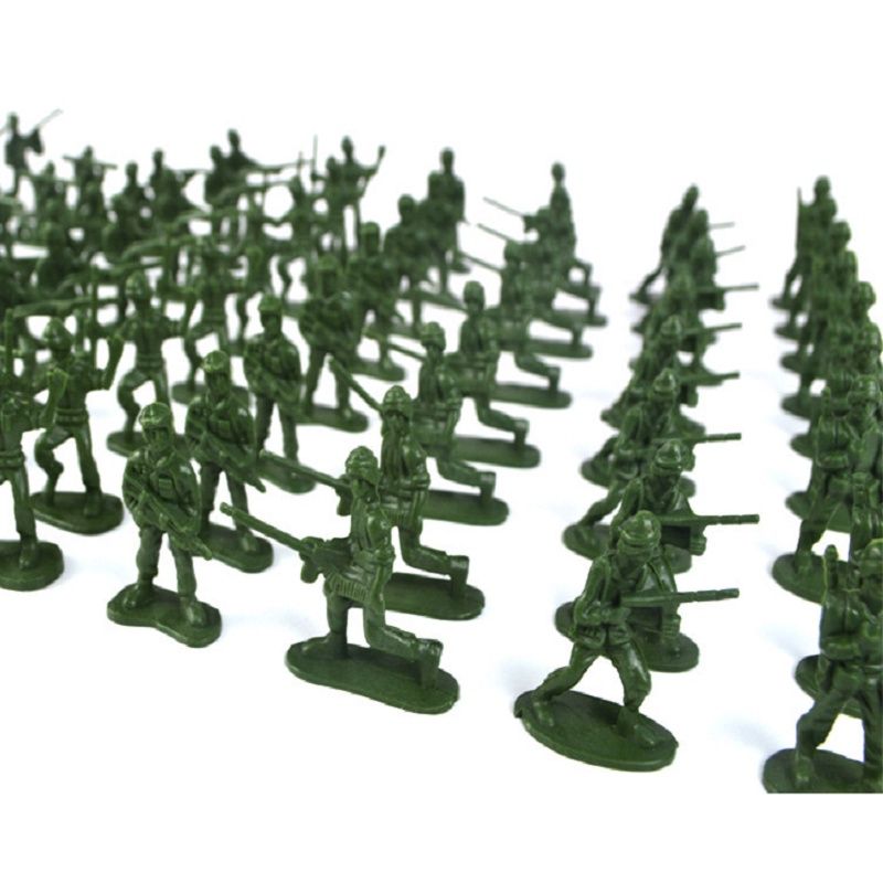 100 Stück zufällig ausgewählte Farben, Militär-Spielzeugsoldaten aus Kunststoff, Armeefiguren in 12 verschiedenen Posen_voghion.com