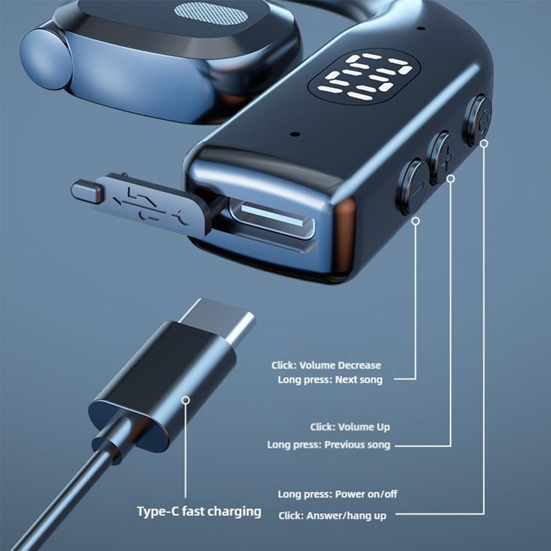Earhooks Wireless Bluetooth 5.4 Headphones Gaming Sports Headset HiFi Stereo Noise Reduction Earbuds Earphone With Microphone_voghion.com