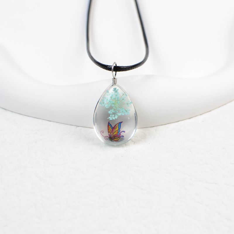 Collana con fiore in pizzo e cielo stellato in stile fresco, goccia d'acqua in vetro, tempo Jingdezhen, vendita calda_voghion.com