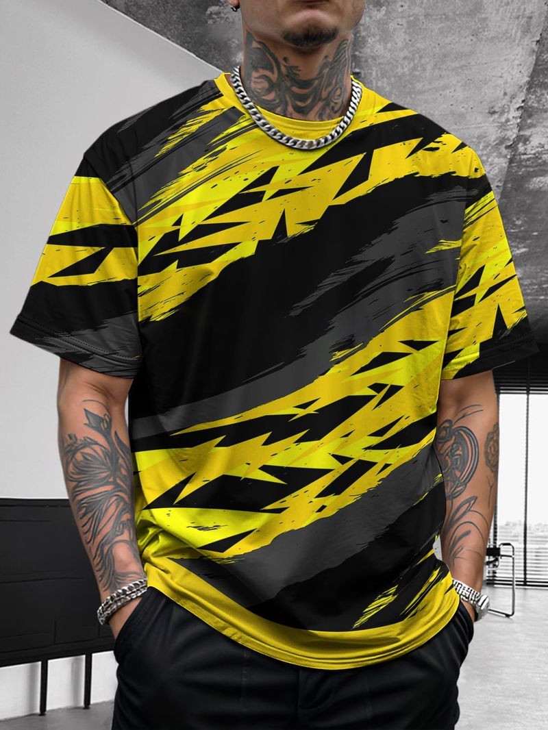 Sommer Neue Herren Kontrastfarbe Street Style Patchwork Modisch Lässig Atmungsaktiv Vielseitig Kurzarmhemd_voghion.com