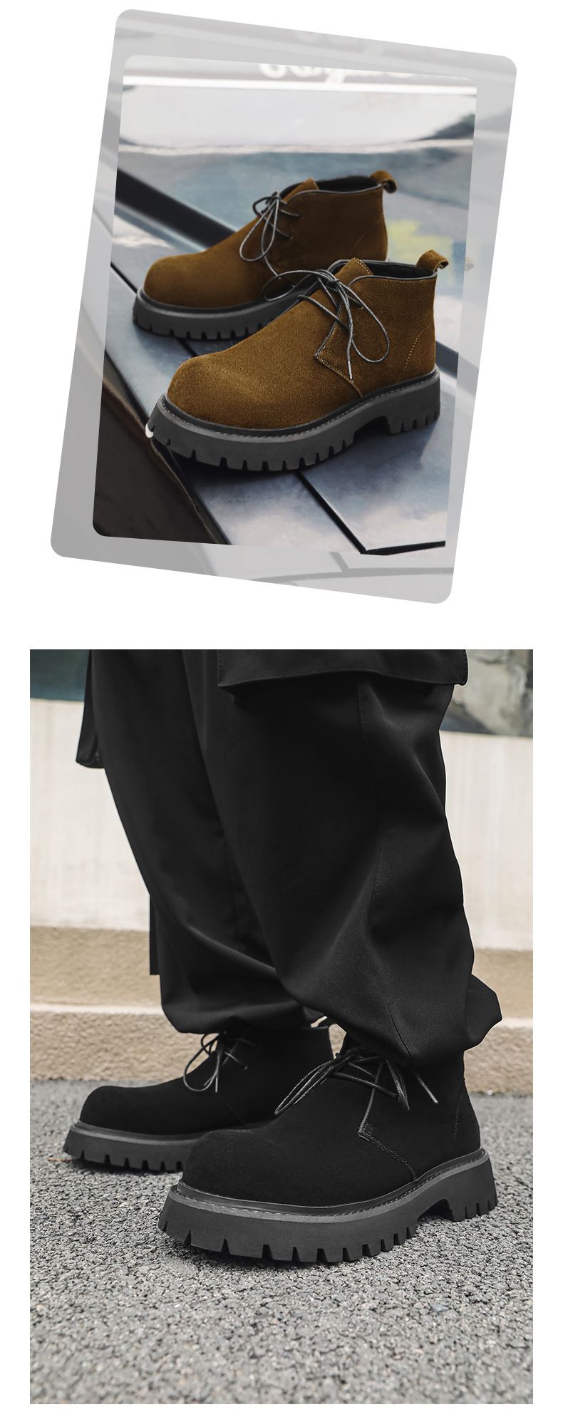 Bottes Martin pour hommes, chaussures derby à bout rond en cuir de vache anti-velours, style rétro américain, semelles épaisses, chaussures en cuir léger_voghion.com