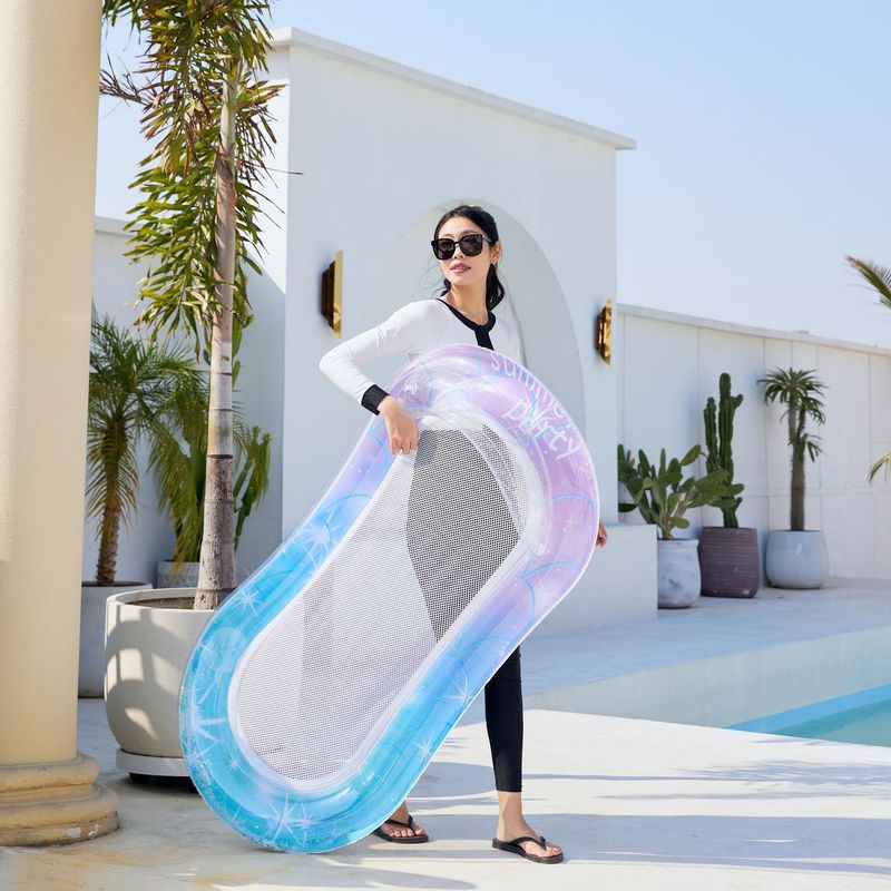 Pool & Accessories Premium Inflatable Pool Lounge Chair With Mesh Backrest Pillow Sparkling Adult Floating Bed_voghion.com