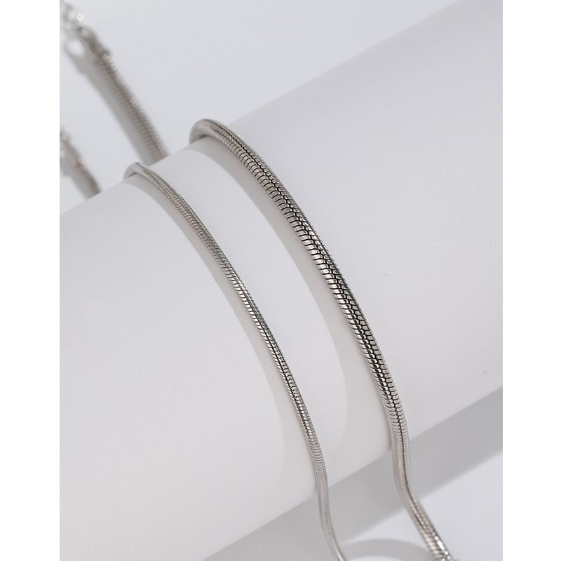 Sterling Snake Bone Bracelet For Women, Thin Silver Bracelet, Simple Minimalist Style, Unisex Hip-Hop Versatile Couple_voghion.com