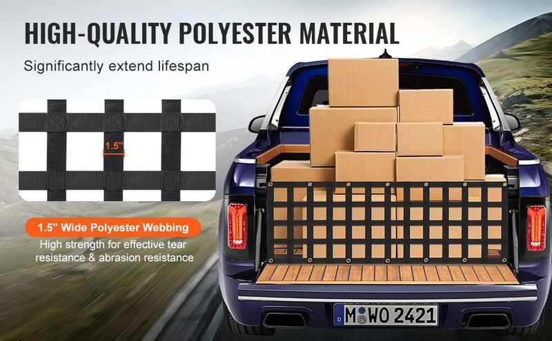 VEVOR Tailgate Net Pickup Truck Tailgate Net 54" X 18" Adjustable For Trucks_voghion.com