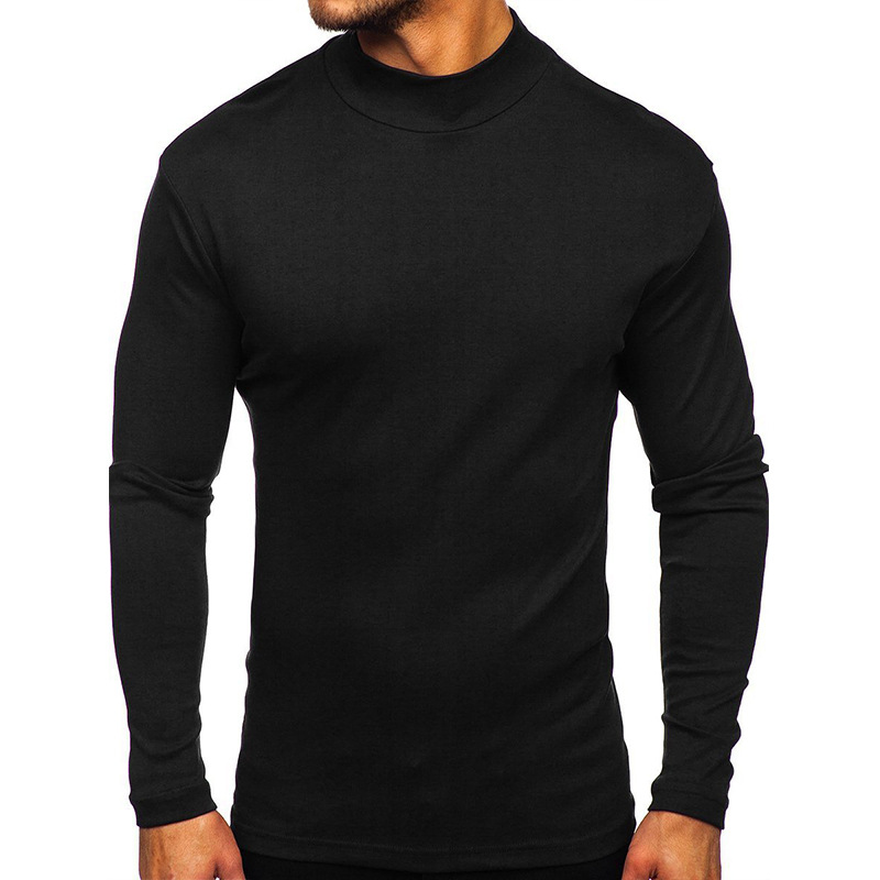 Suitable For All Seasons High Neck Thermal Base Shirt Top Autumn Winter Fleece Long Sleeve T-Shirt Men's Clothing_voghion.com