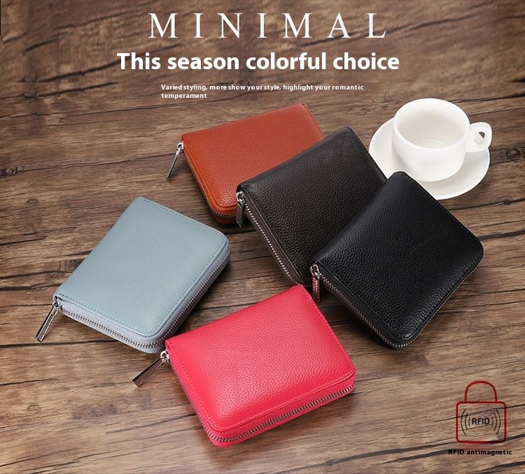RFID Organ Card Bag Men's And Women's Passport Bags Organ Card Head Cover Layer Cowhide ID Card Holder Large Capacity Card Clip_voghion.com