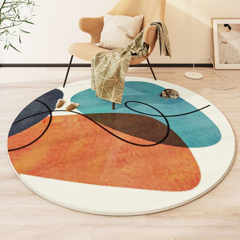 Runder Wohnzimmerteppich, Schlafzimmer, moderner Couchtischteppich, Schreibtischstuhl, Lammwolle, verdickt, rutschfest, Erkerfenster, Balkon_voghion.com