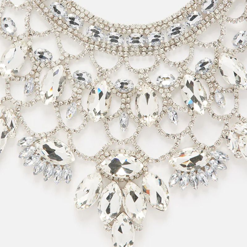 Collana con accessori da concorso scintillanti con strass oversize e design esagerato per le donne_voghion.com