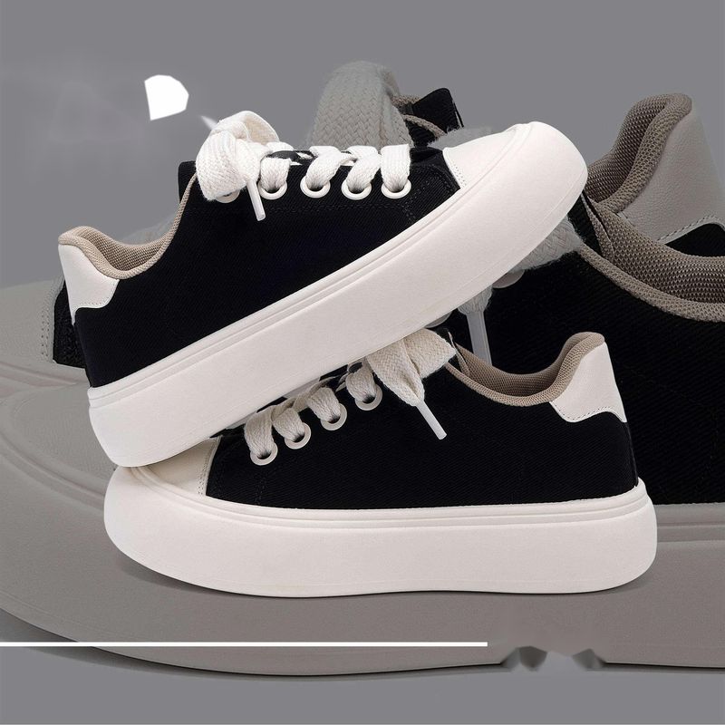 Sneakers universali con rialzo invisibile da 7 cm, estive, classiche, nere e bianche, da uomo, alla moda, con suola spessa_voghion.com