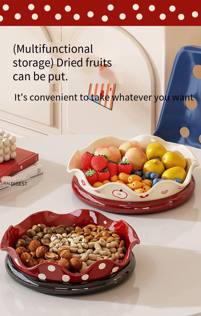 Kreativ für das Wohnzimmer zu Hause, drehbares, leichtes, luxuriöses High-End-Gefühl und Tablett mit getrockneten Früchten, Tee-Snack-Teller_voghion.com