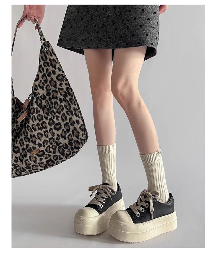 Scarpe da donna con plateau, casual, con fondo spesso, autunno 2025, nuove, con allacciatura a testa tonda antiscivolo e calde_voghion.com