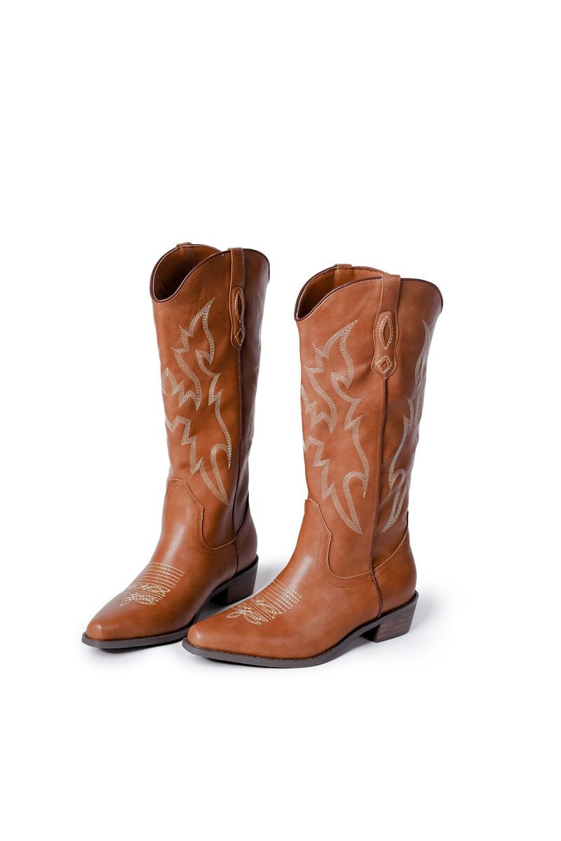 Lange Western Cowboystiefel Lederstiefel Winter Neu Blockabsatz_voghion.com