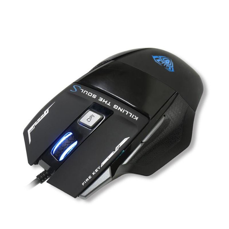 Mouse da gioco USB cablato AULA Wolf Spider S12 con illuminazione RGB, programmazione macro, 6 pulsanti, 2000 DPI, design ergonomico per giocatori su PC_voghion.com